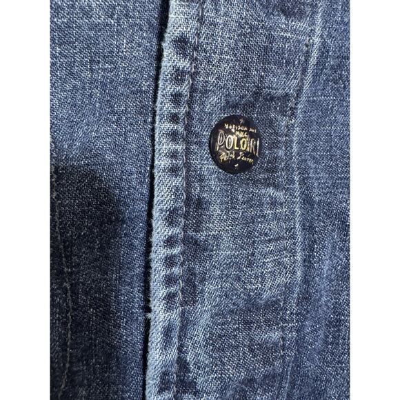 VTG Polo Ralph Lauren Denim Bomber Letterman Spell Out Varsity Jacket M (10-12) - Picture 6 of 9